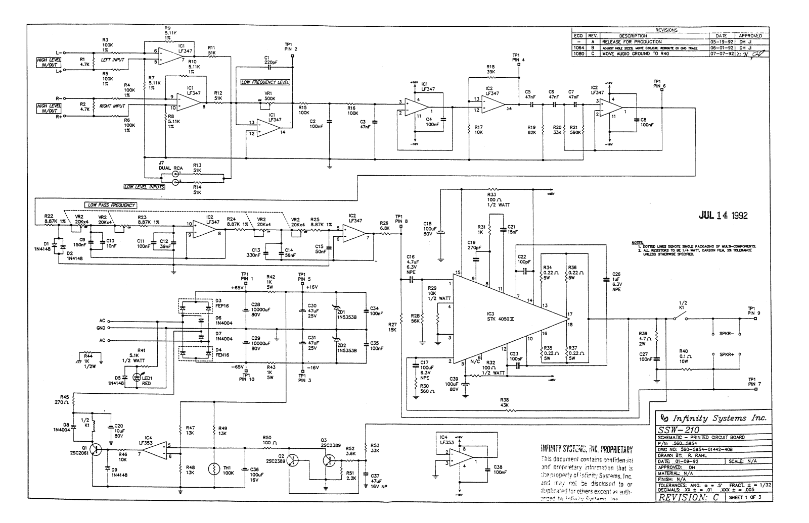 Infinity SSW-210 Schematic