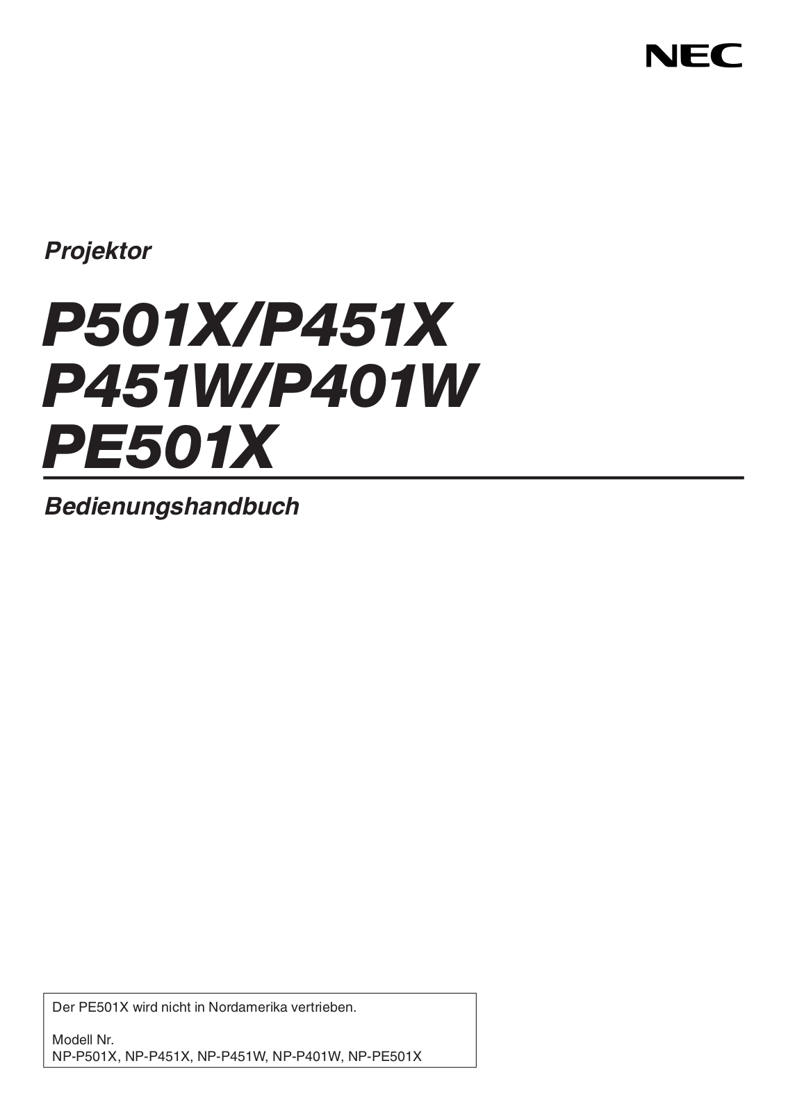 NEC P451W operation manual