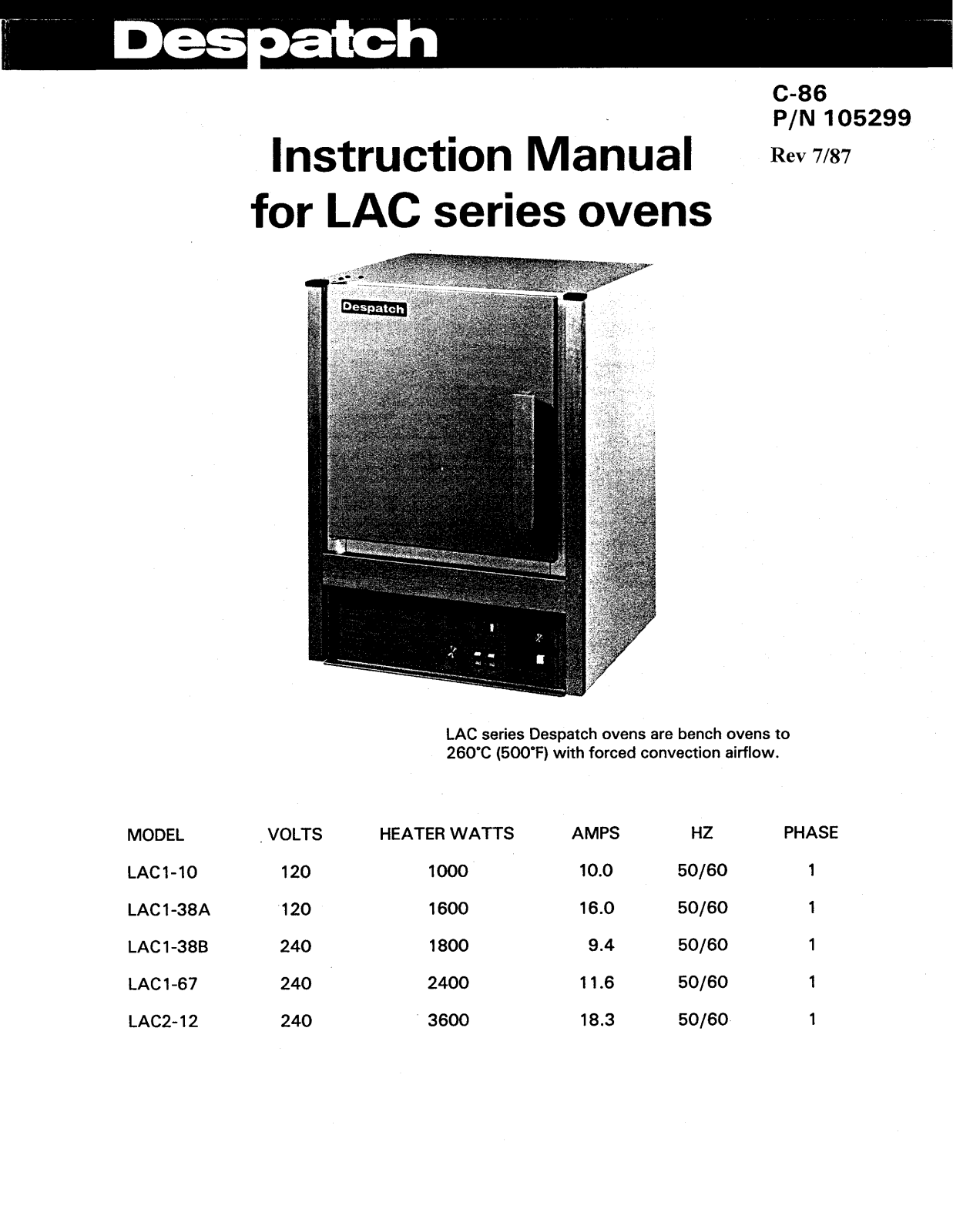 Despatch LAC1-10, LAC1-10-2 Installation  Manual