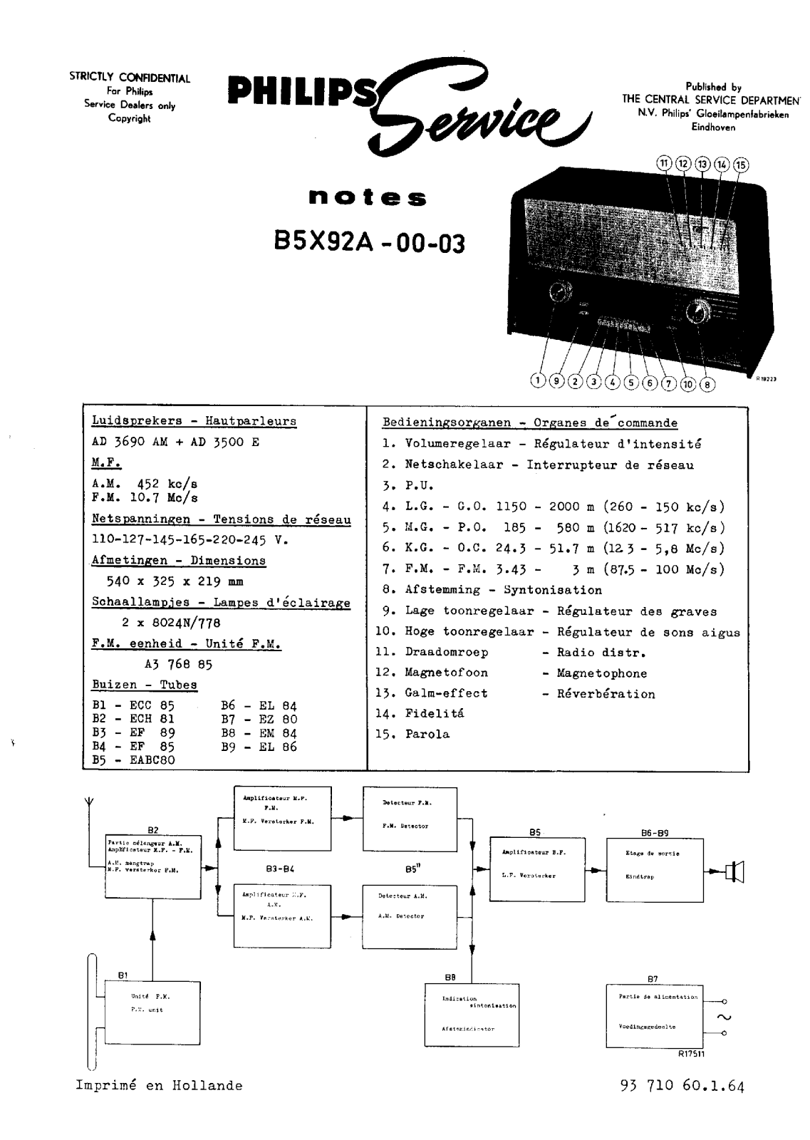 Philips B-5-X-92-A Service Manual