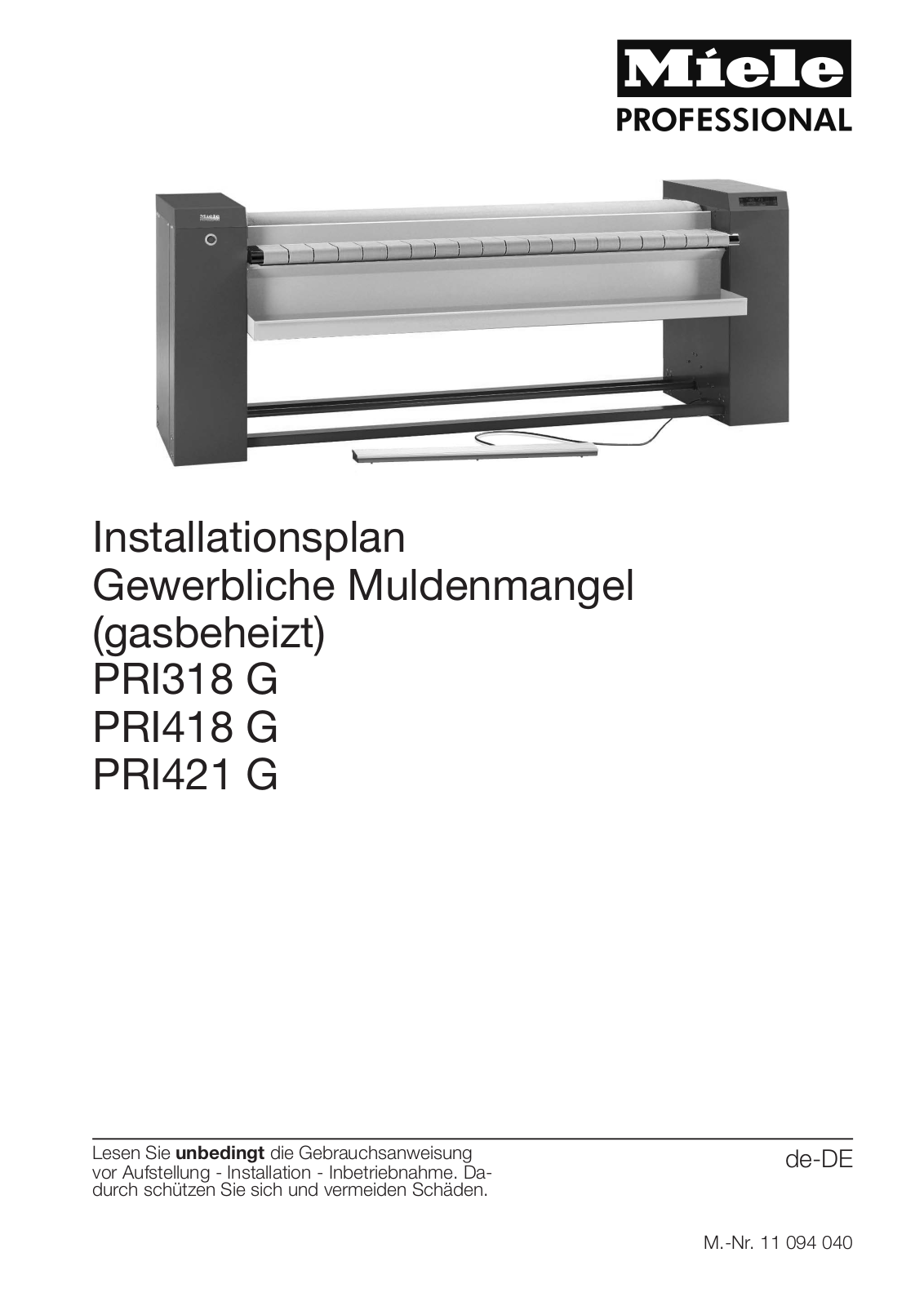 Miele PRI318 G, PRI418 G, PRI421 G Installation diagram