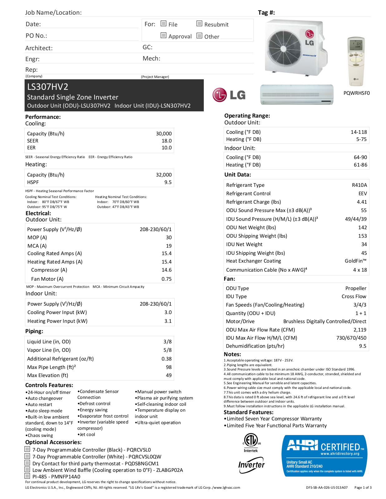 LG LS307HV2 User Manual