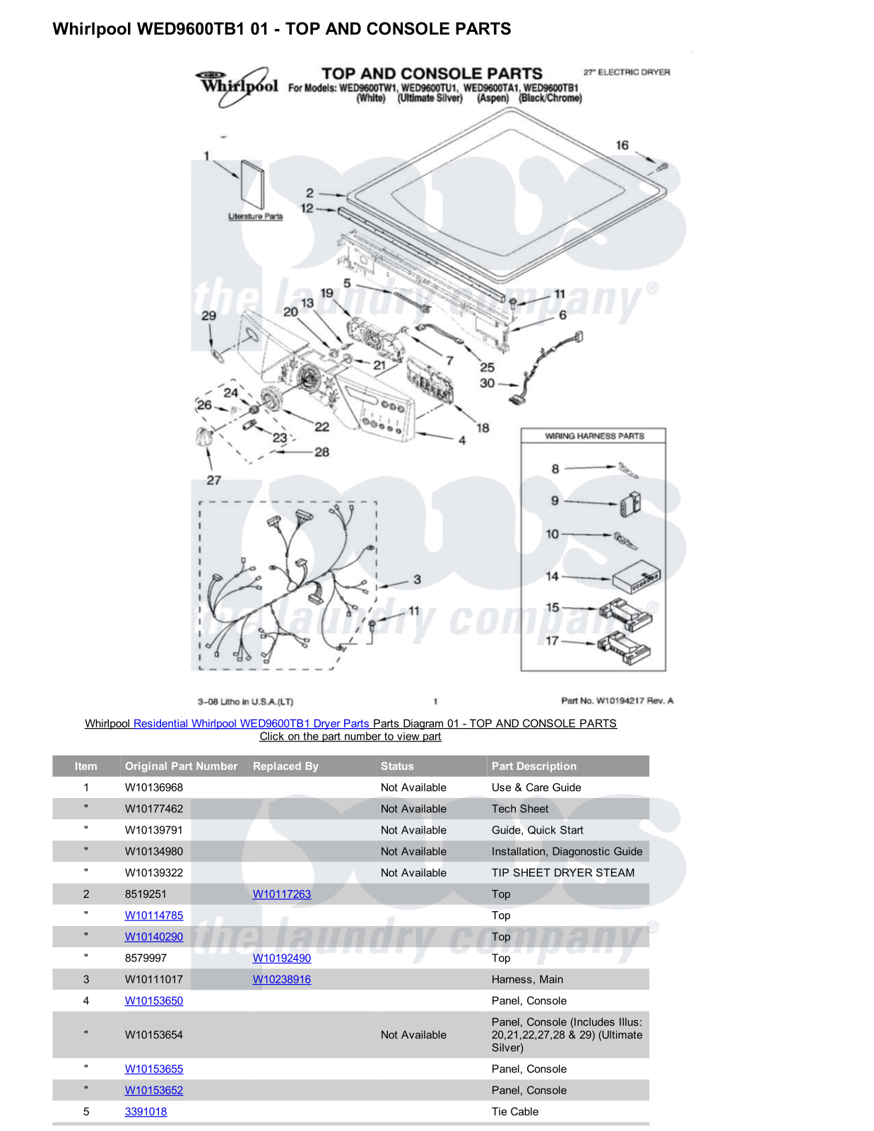 Whirlpool WED9600TB1 Parts Diagram