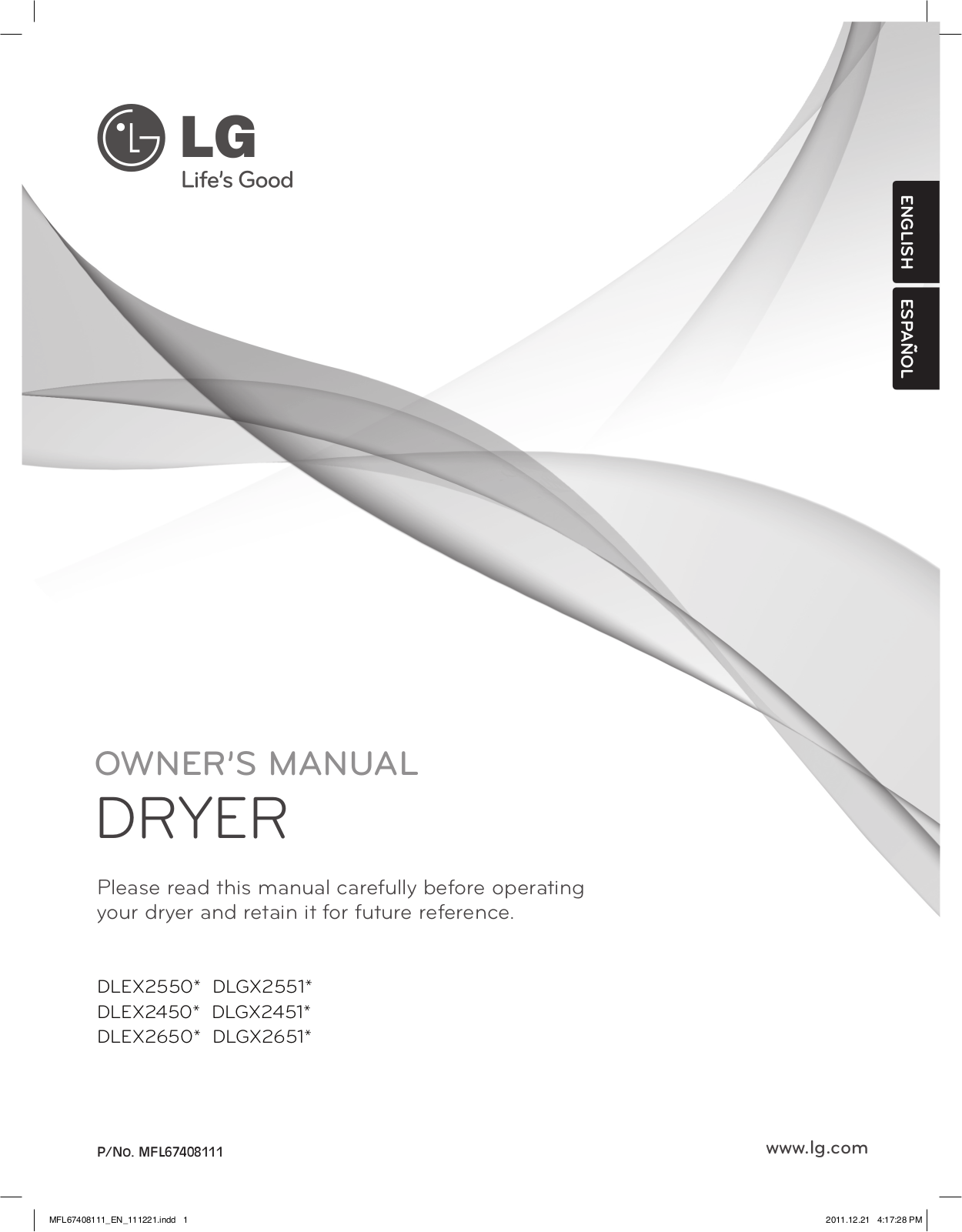 LG DLEX2655V User Manual