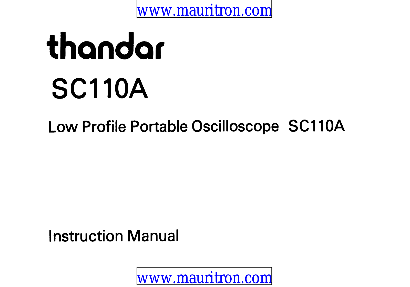 Thandar SC 110A User Manual