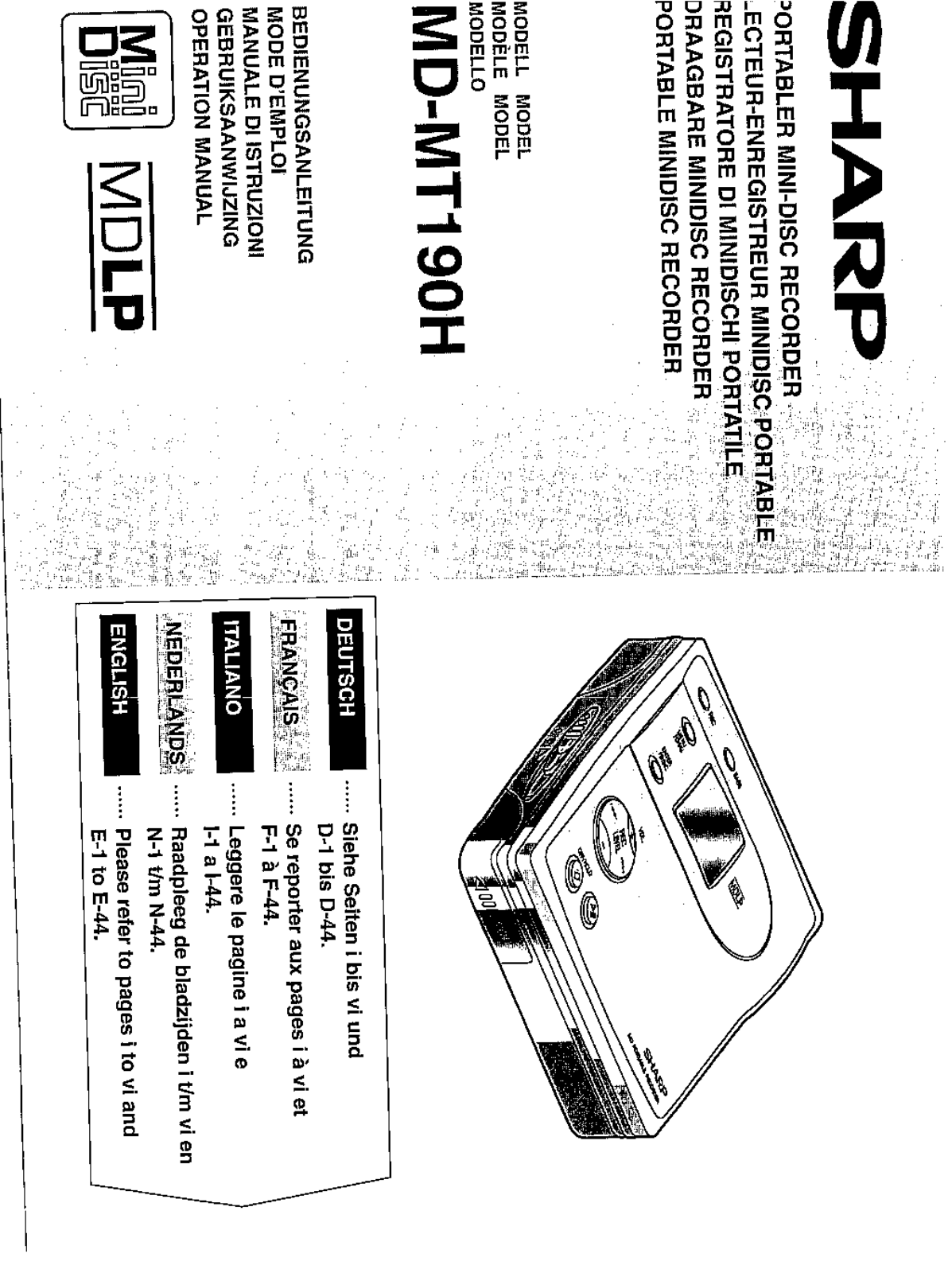 Sharp MD-MT190H User Manual