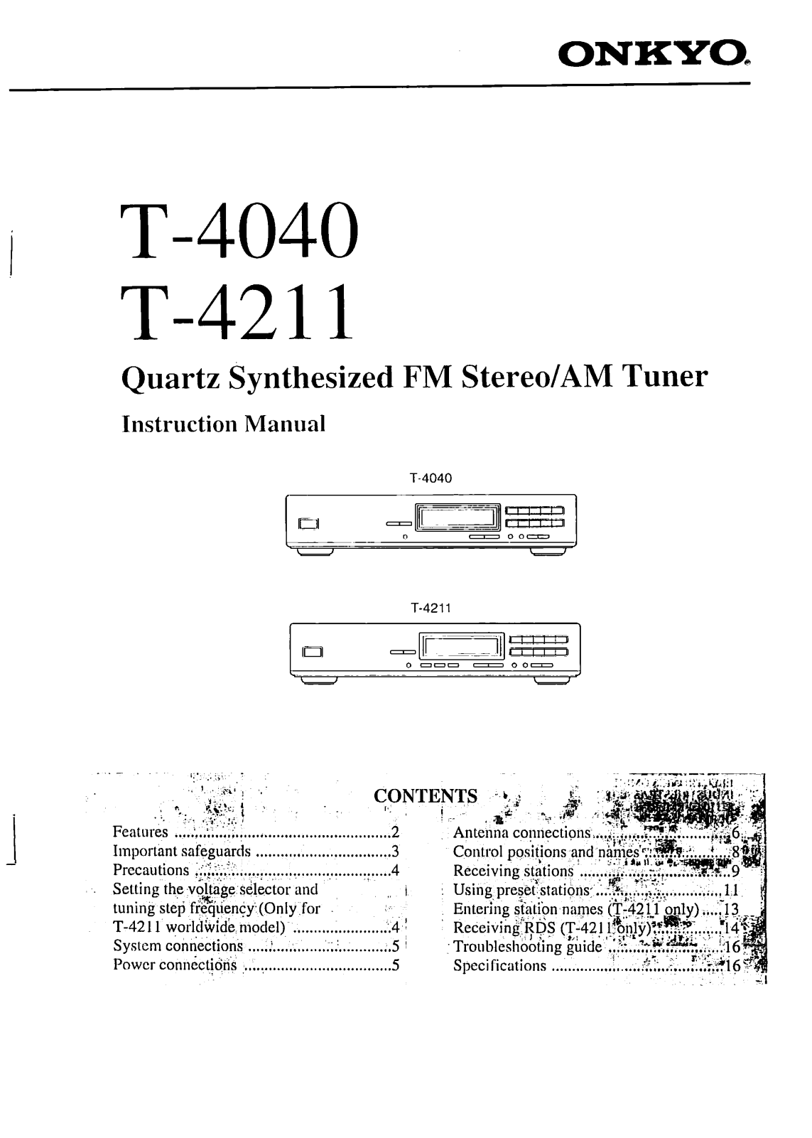 Onkyo T-4040, T-4211 Instruction Manual