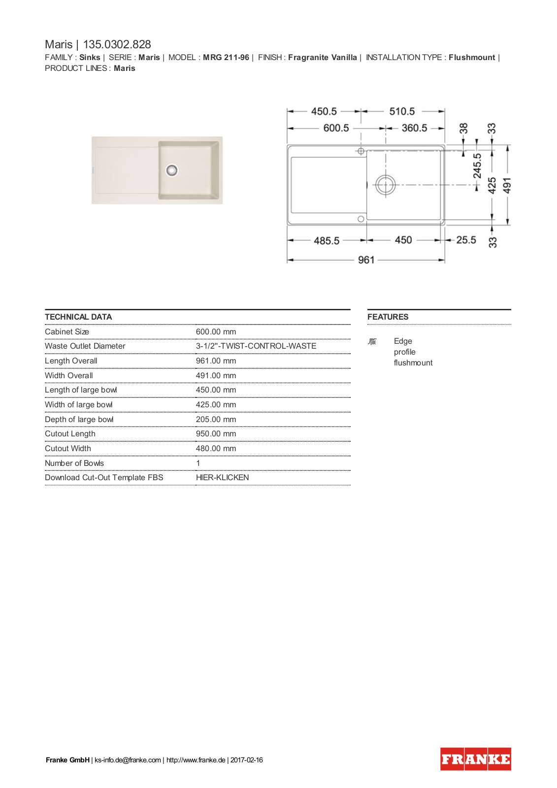 Franke 135.0302.828 Service Manual