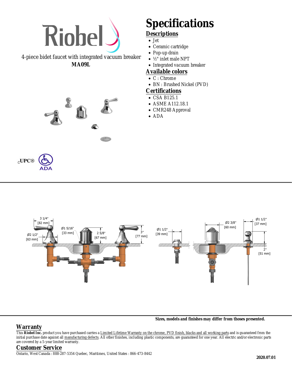Riobel MA09LBN Specifications - ManualMachine.com