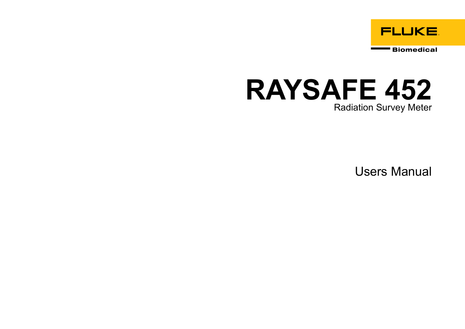 Fluke RAYSAFE 452 User Manual