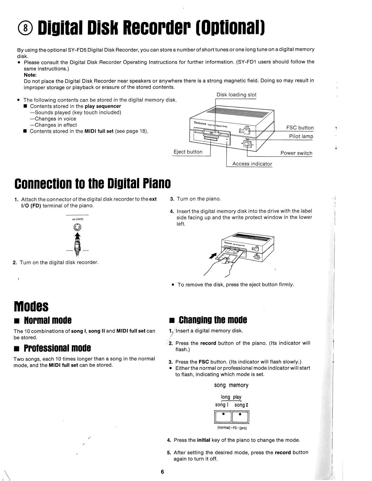 Technics SY-FD5 Instruction Manual