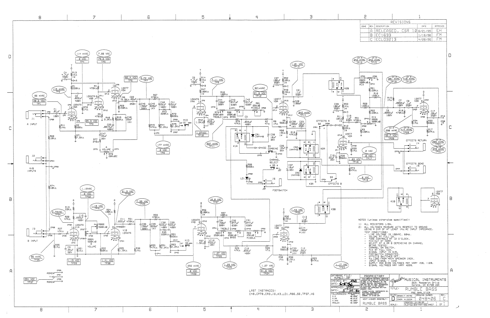 Fender Rumble-Bass Schematic