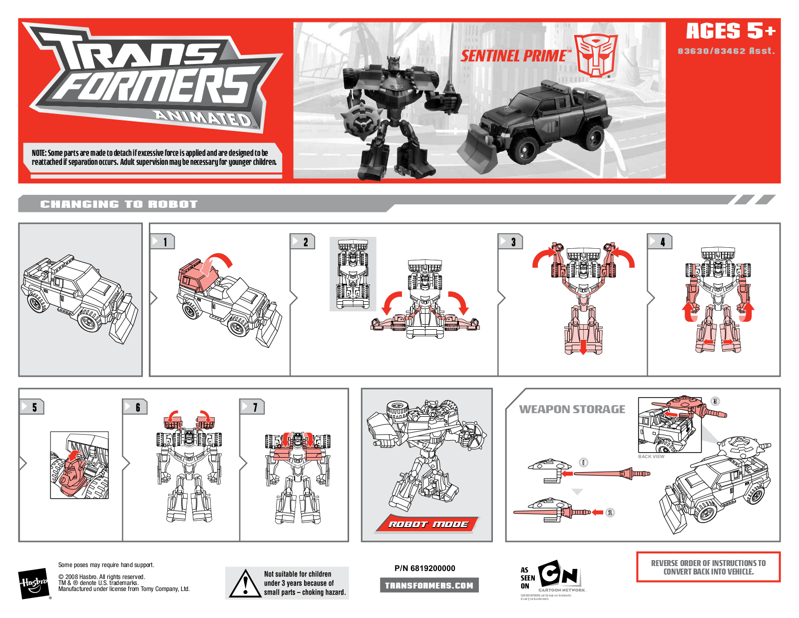 Hasbro TRANSFORMERS ANIMATED SENTINEL PRIME User Manual