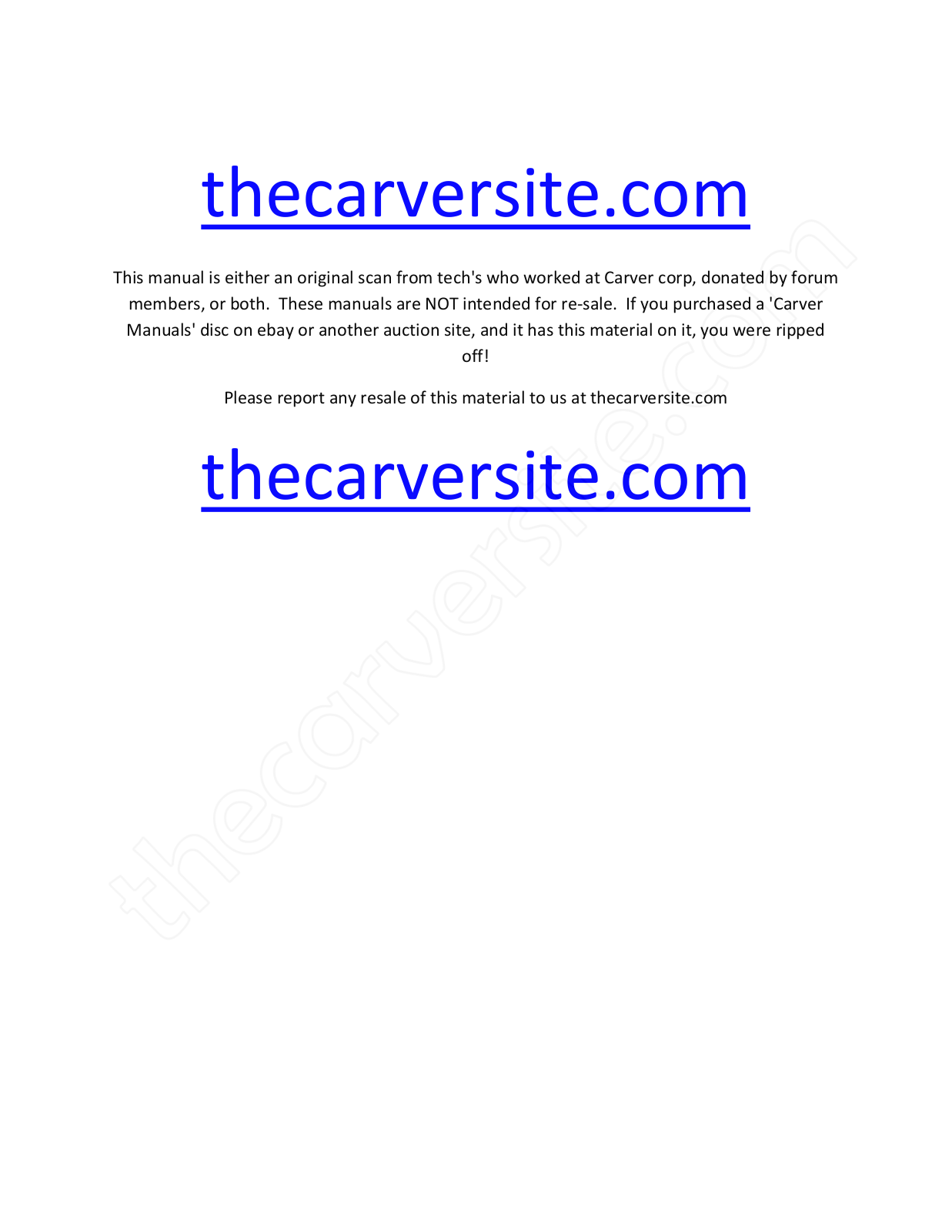 Carver PT1250 Service Manual