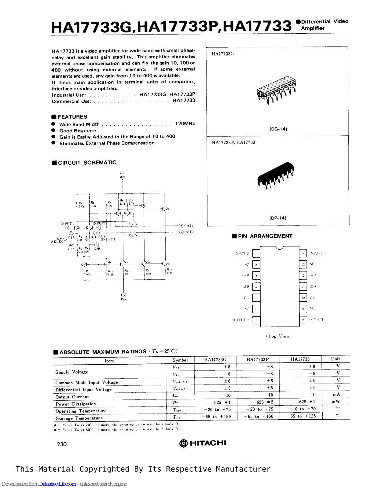 Datasheet uA 733 DIL Datasheet (FREI) - ManualMachine.com