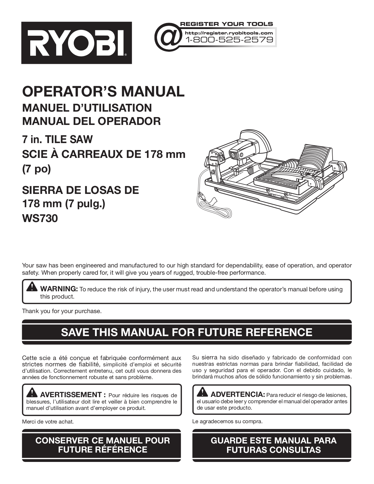 Ryobi WS730 User Manual