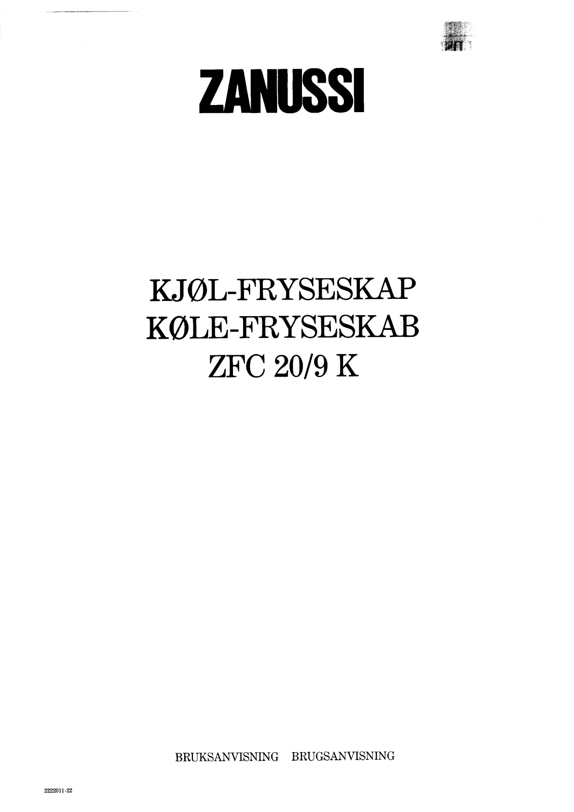 Zanussi ZFC20/9K User Manual