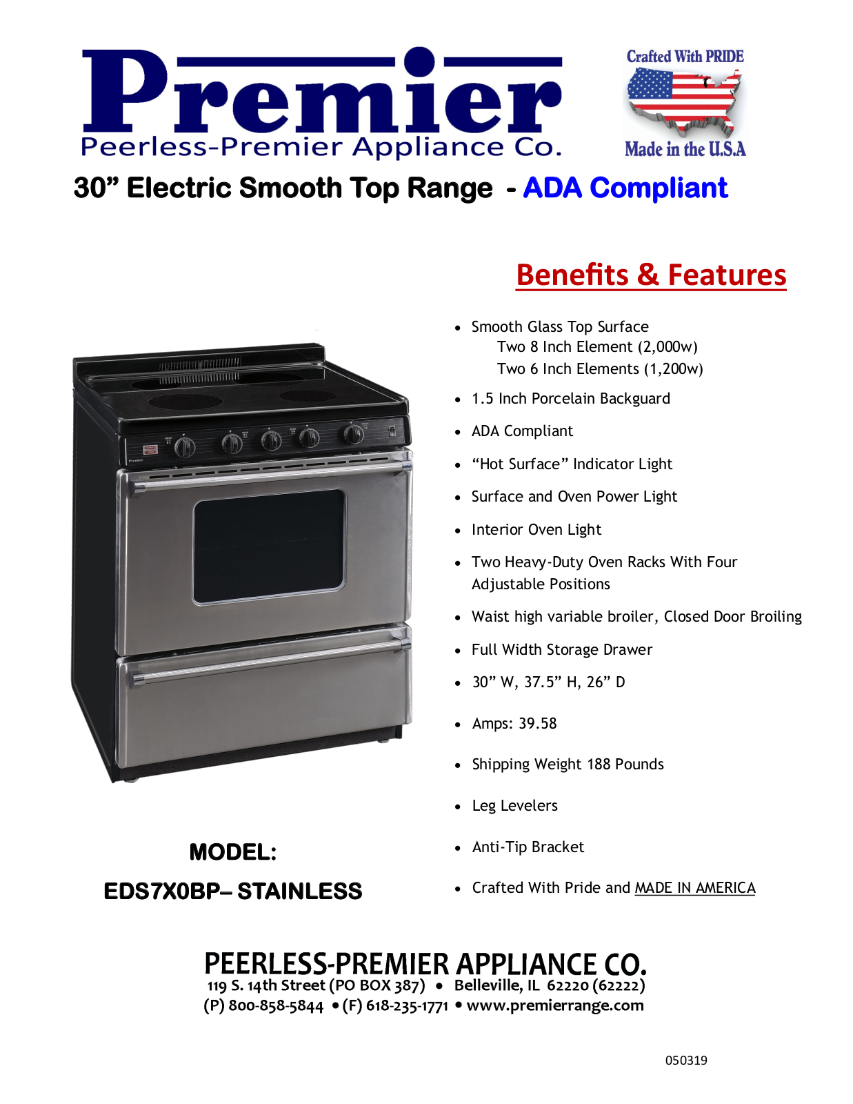 Premier EDS7X0BP Specifications - ManualMachine.com