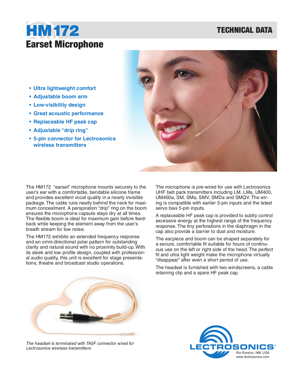 Lectrosonics HM1725P Data Sheet