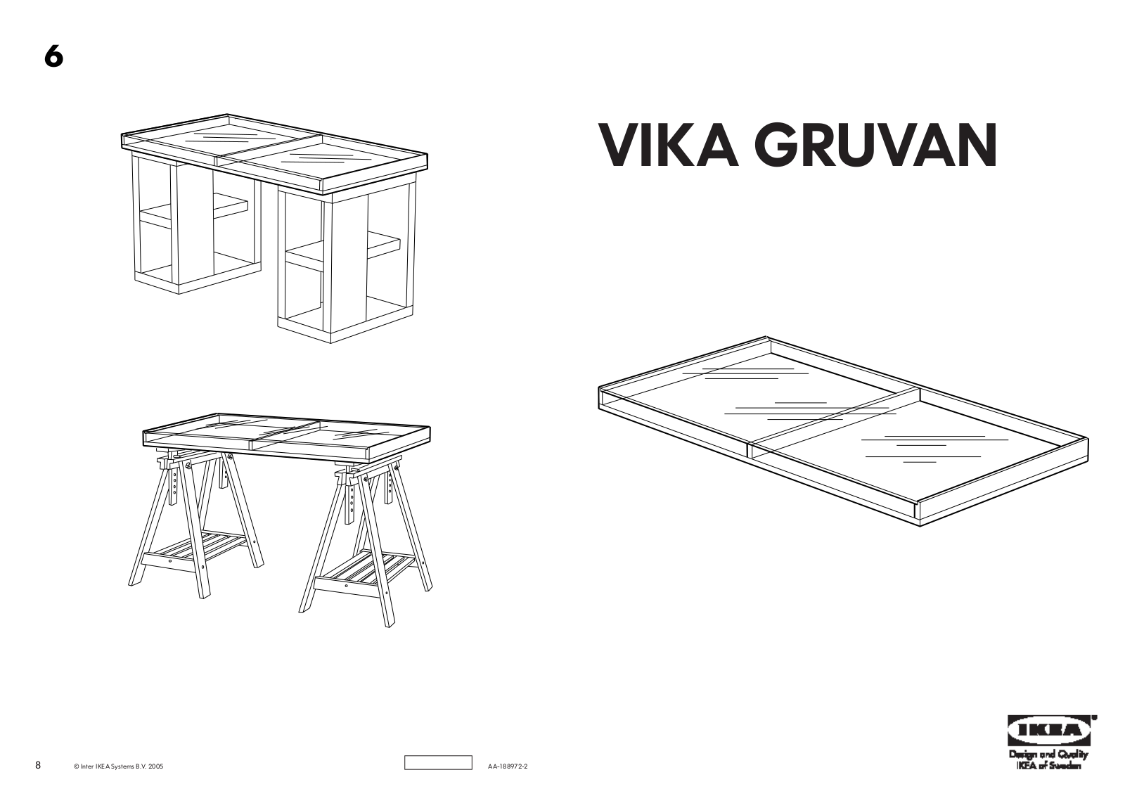 IKEA VIKA GRUVAN TABLE TOP 55X28 Assembly Instruction