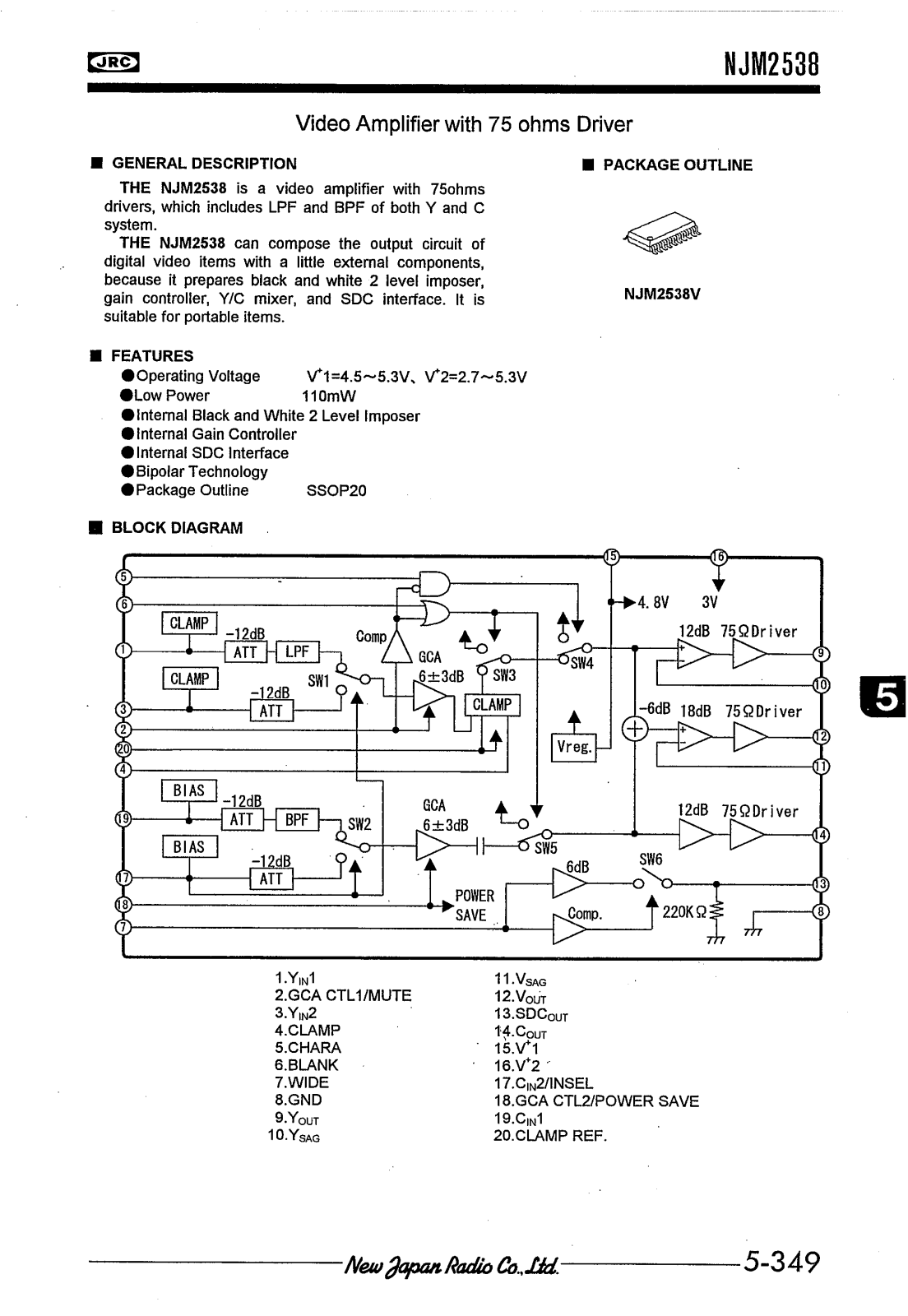 JRC NJM2538V Datasheet