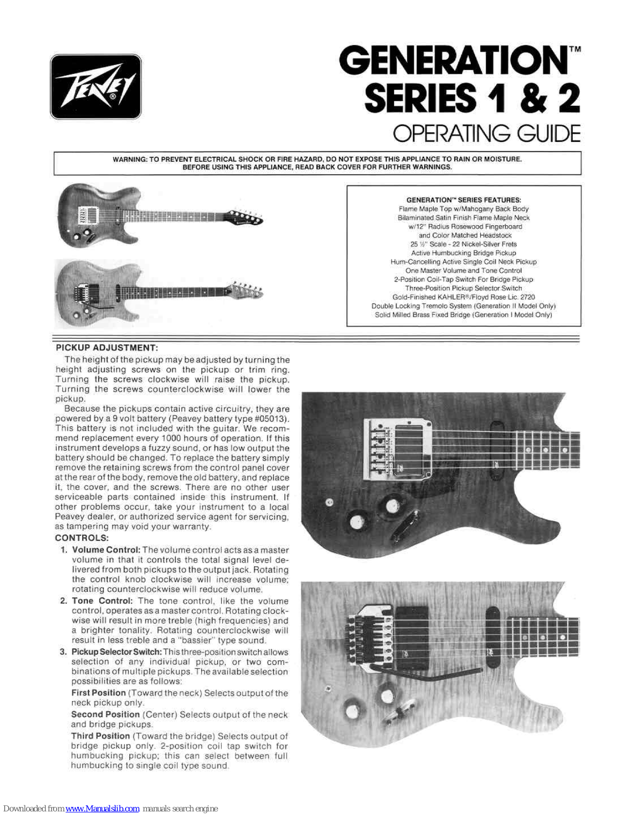 Peavey Series 2, Generation S-1, Generation S-2, Generation 1 Series, Generation 2 Series Operating Manual