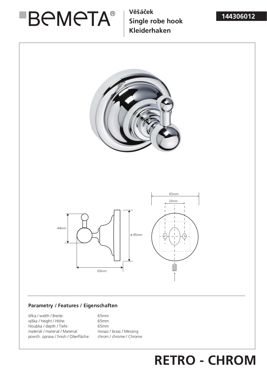 Bemeta RETRO - BRONZ 144306012 User guide - ManualMachine.com