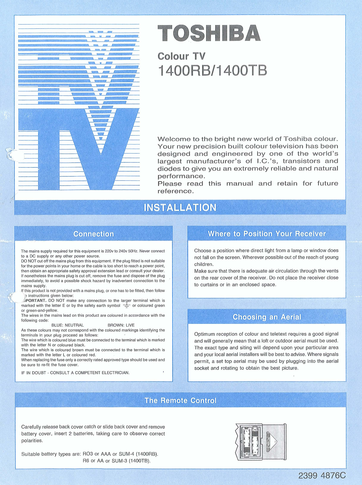 Toshiba 1400RB, 1400TB User Manual