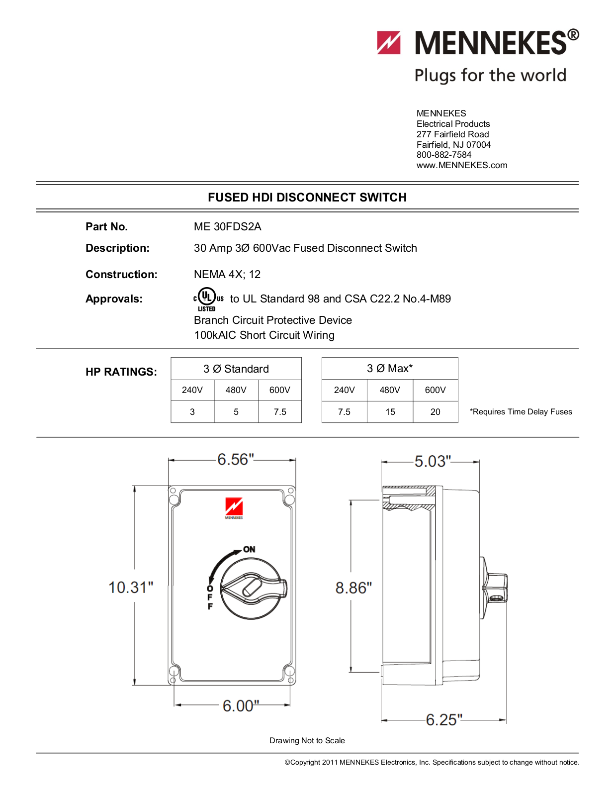 Mennekes Electrical Products ME30FDS2A Data sheet