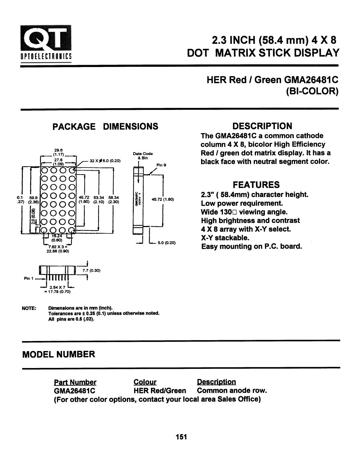 QT GMA26481C Datasheet