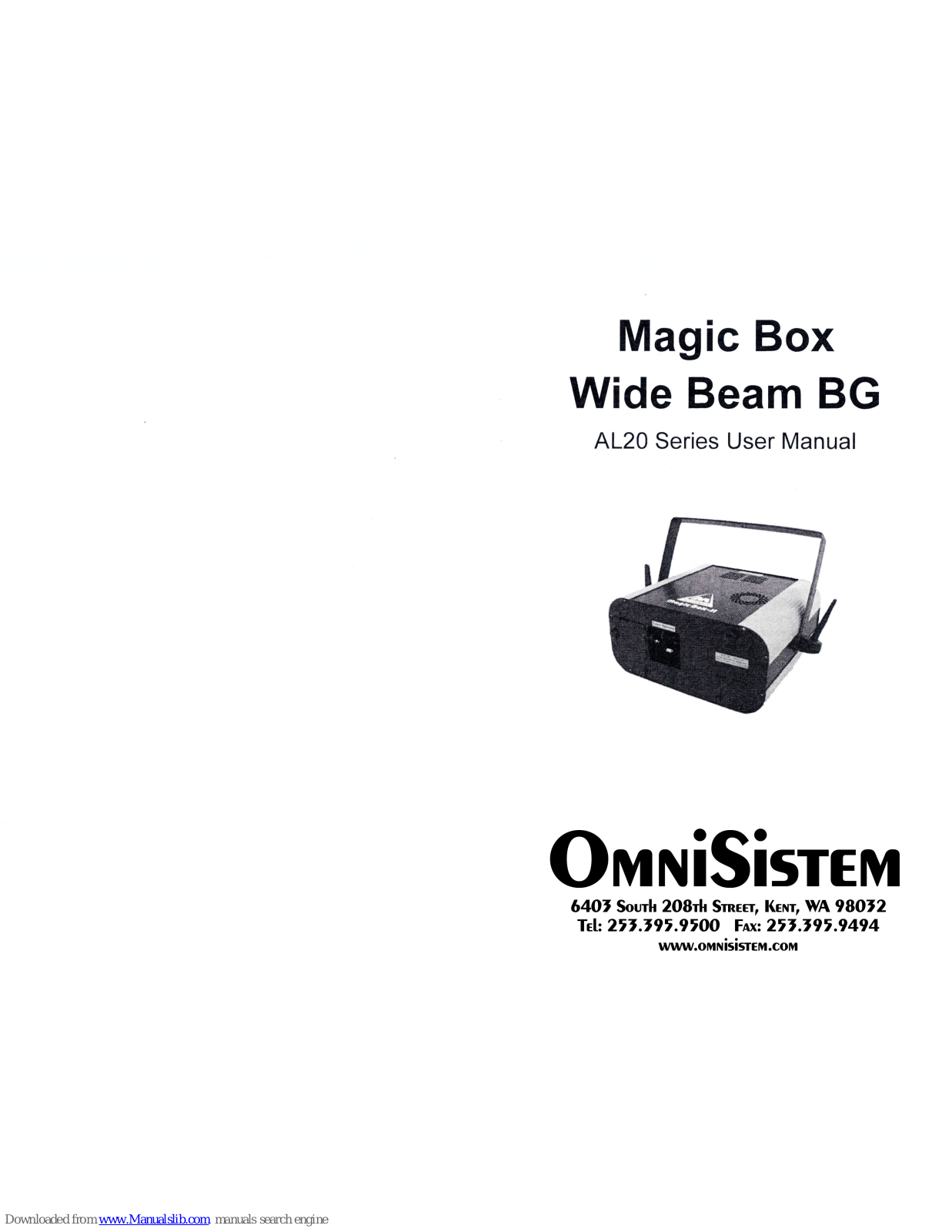 OmniSistem Magic Box Wide Beam BG AL20 User Manual