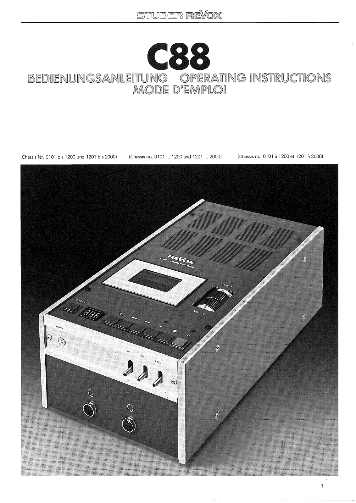 Revox C-88 Owners manual