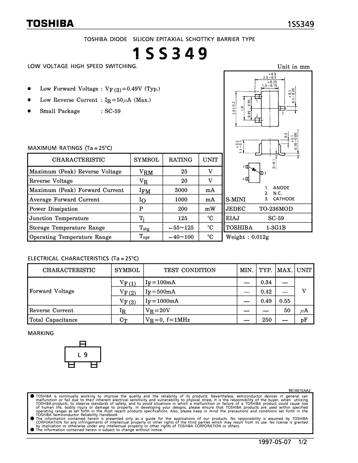 Toshiba 1SS349 Datasheet