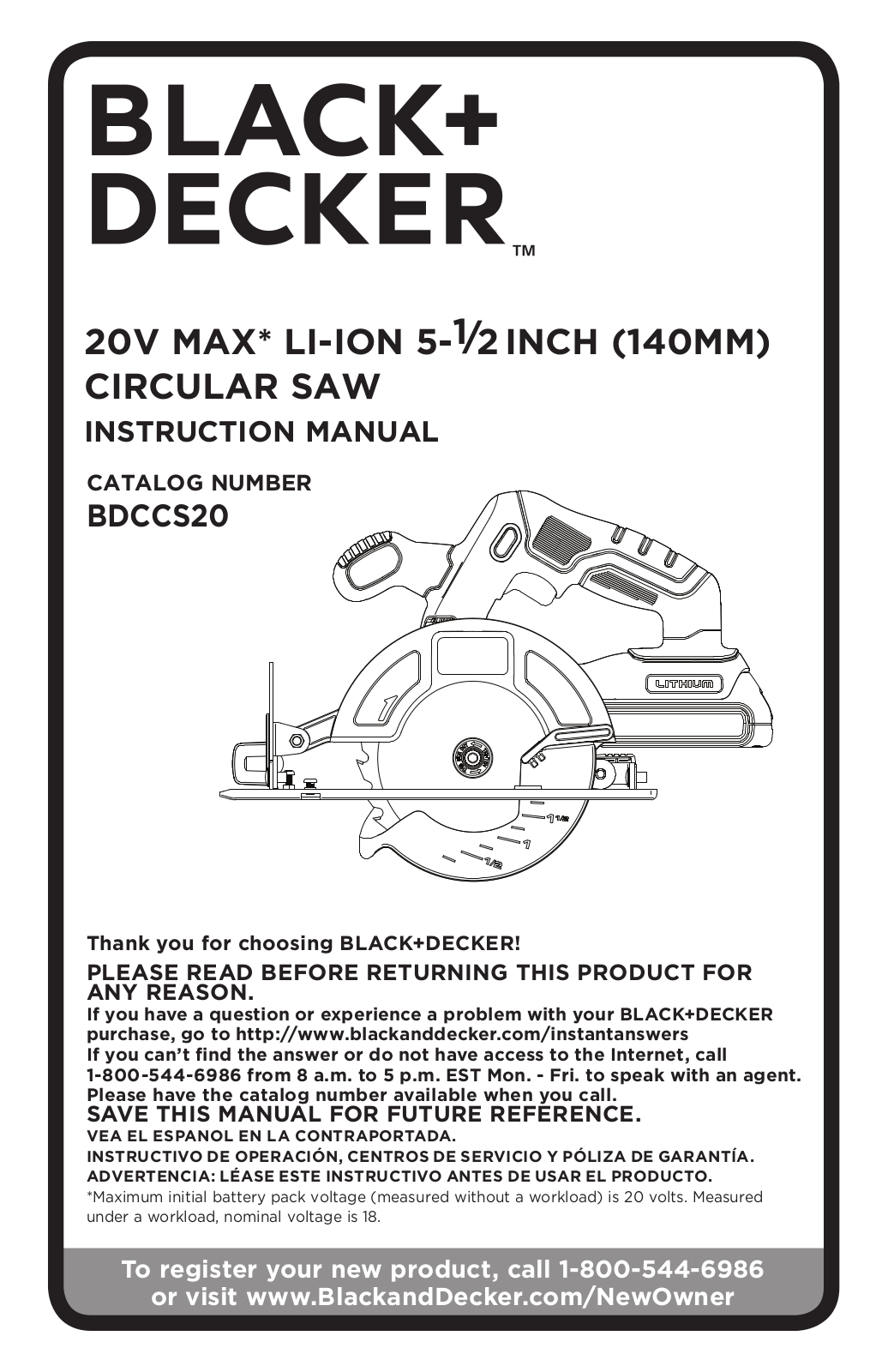 Black & Decker BDCCS20 User Manual