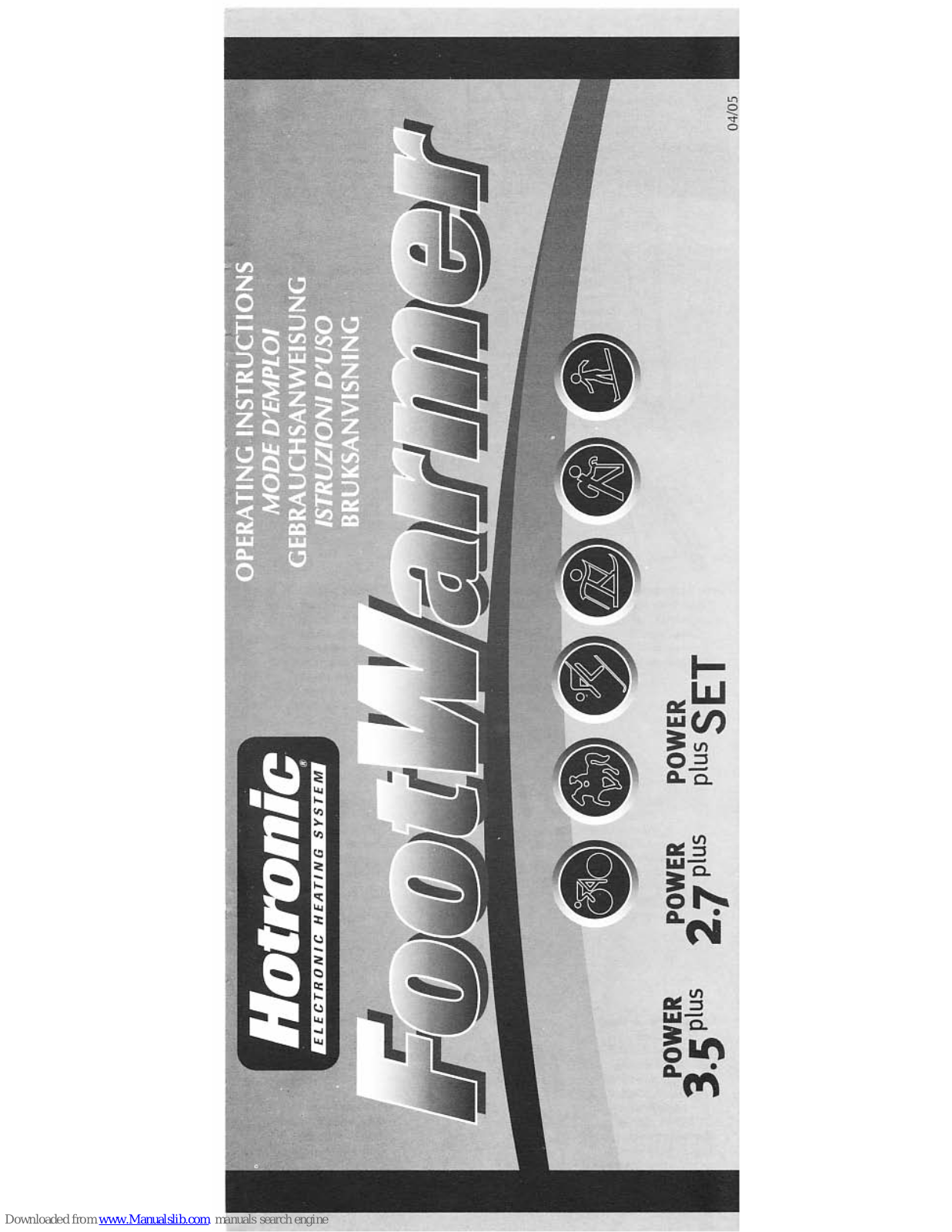 Hotronic Footwarmer Power 3.5 plus, Footwarmer Power 2.7 plus, Footwarmer Power plus SET Operating Instructions Manual