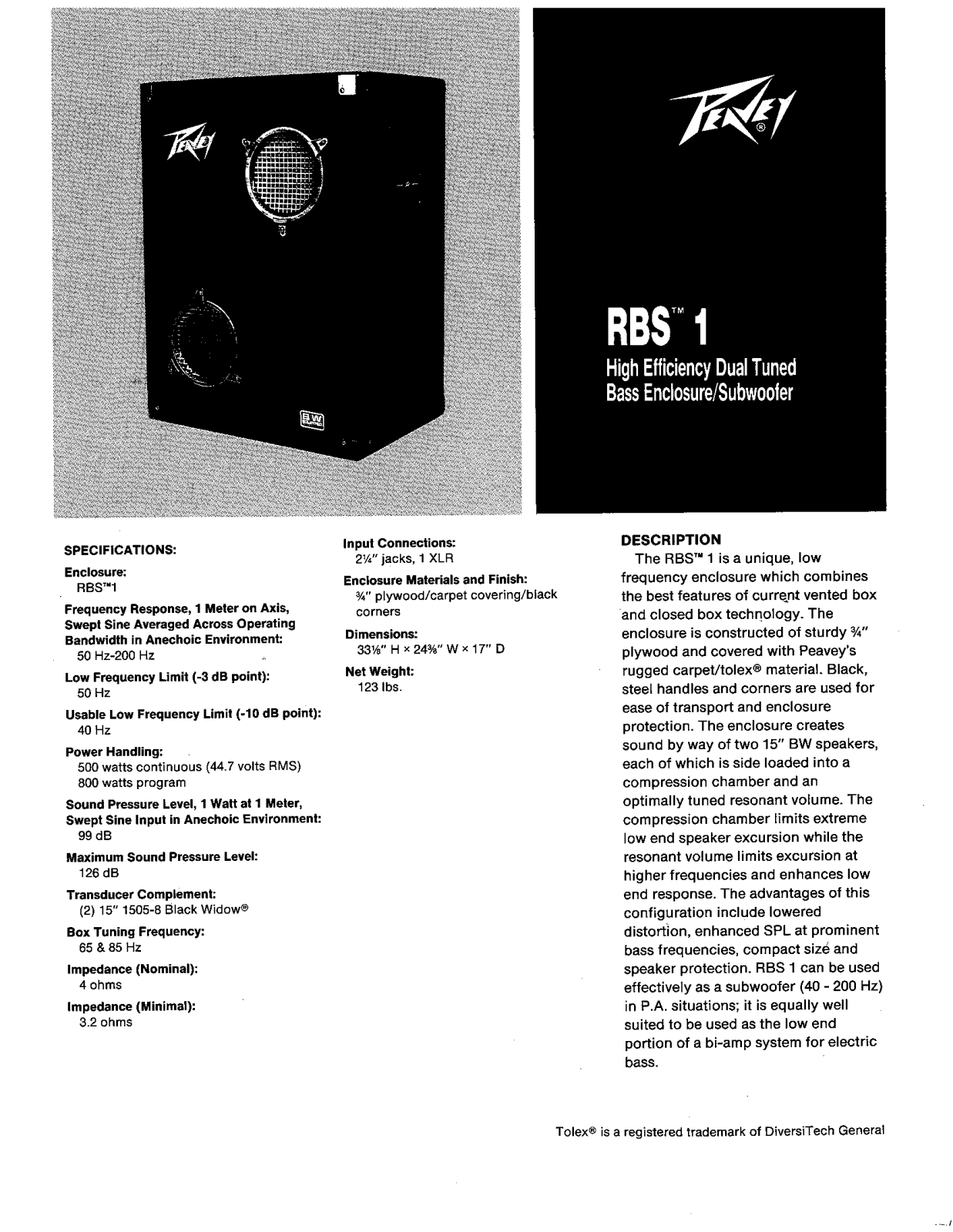 Peavey RBS 1 User Manual