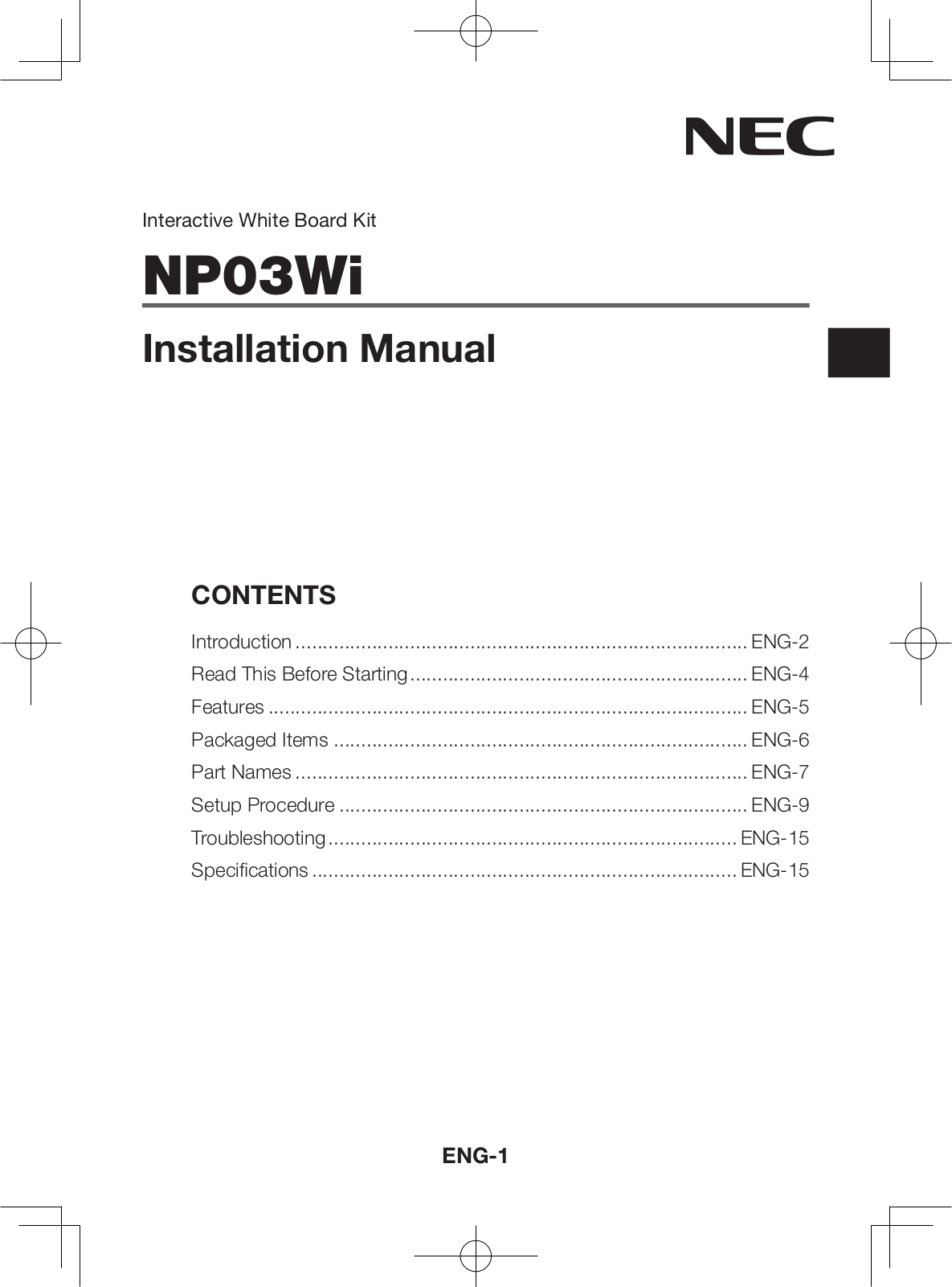 Nec NP03Wi User Manual