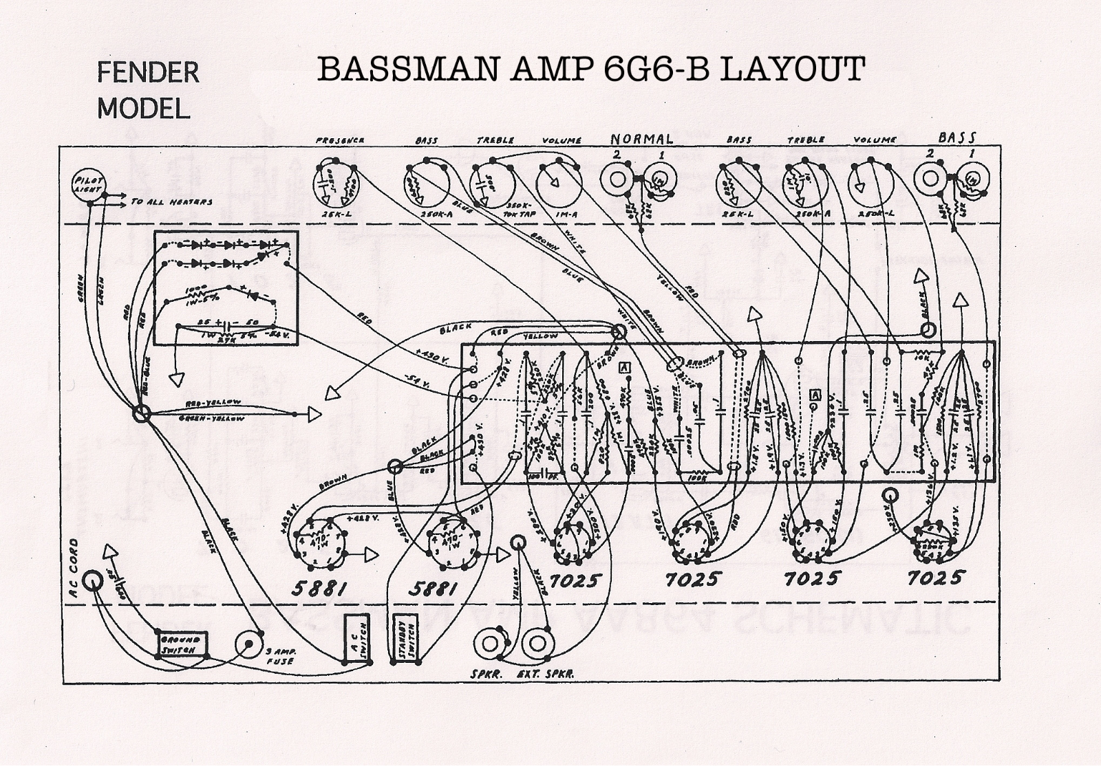 Bassman 6G6-B Schematic