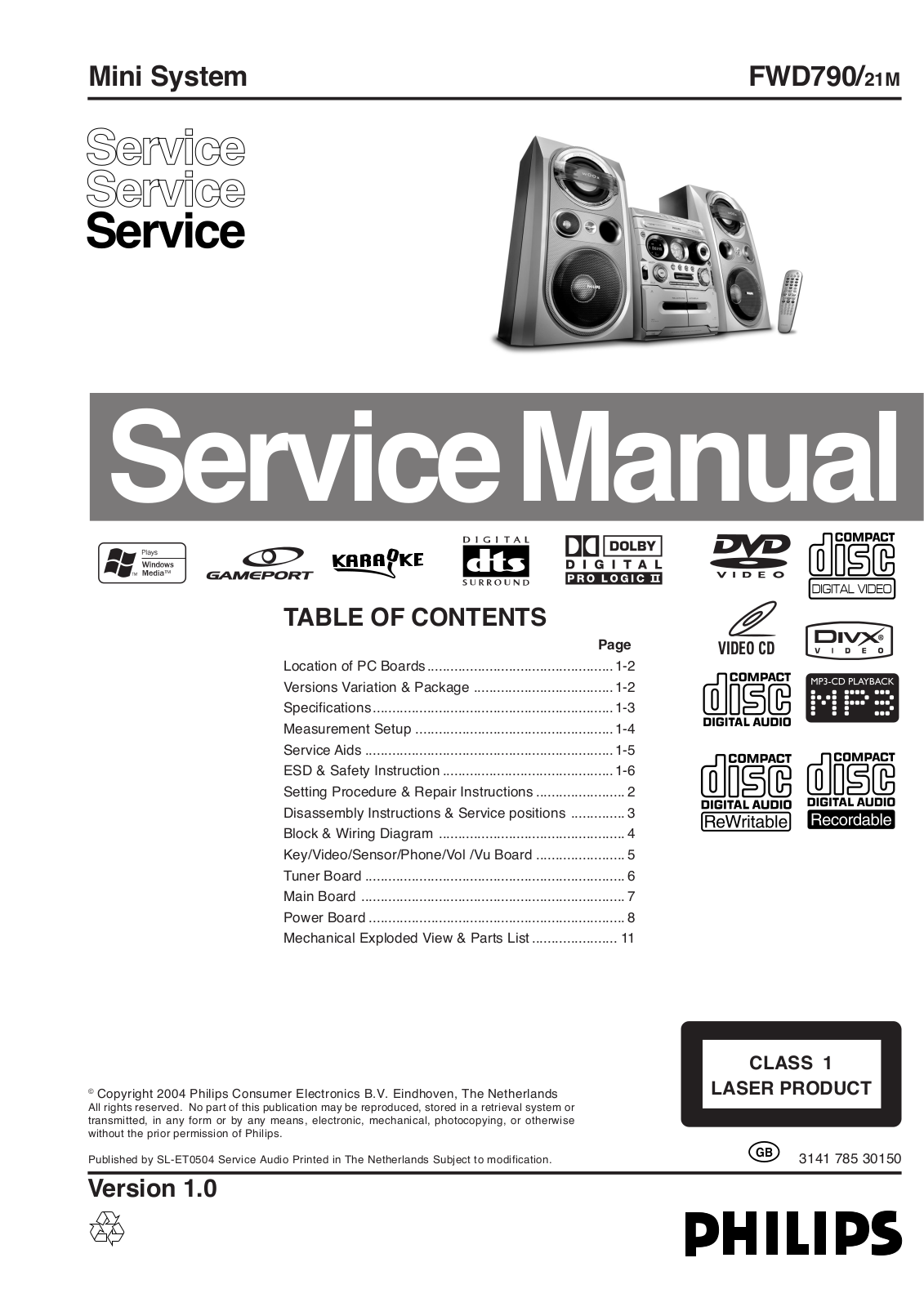 Philips FWD-790 Service manual