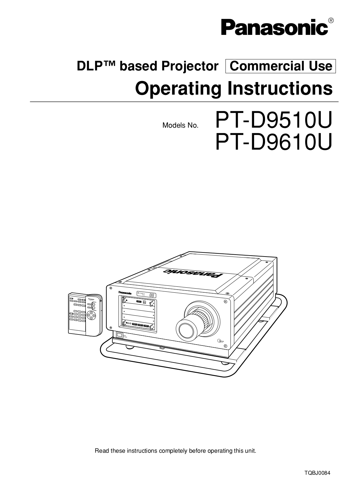 Panasonic PT-D9510U, PT-D9610U User Manual