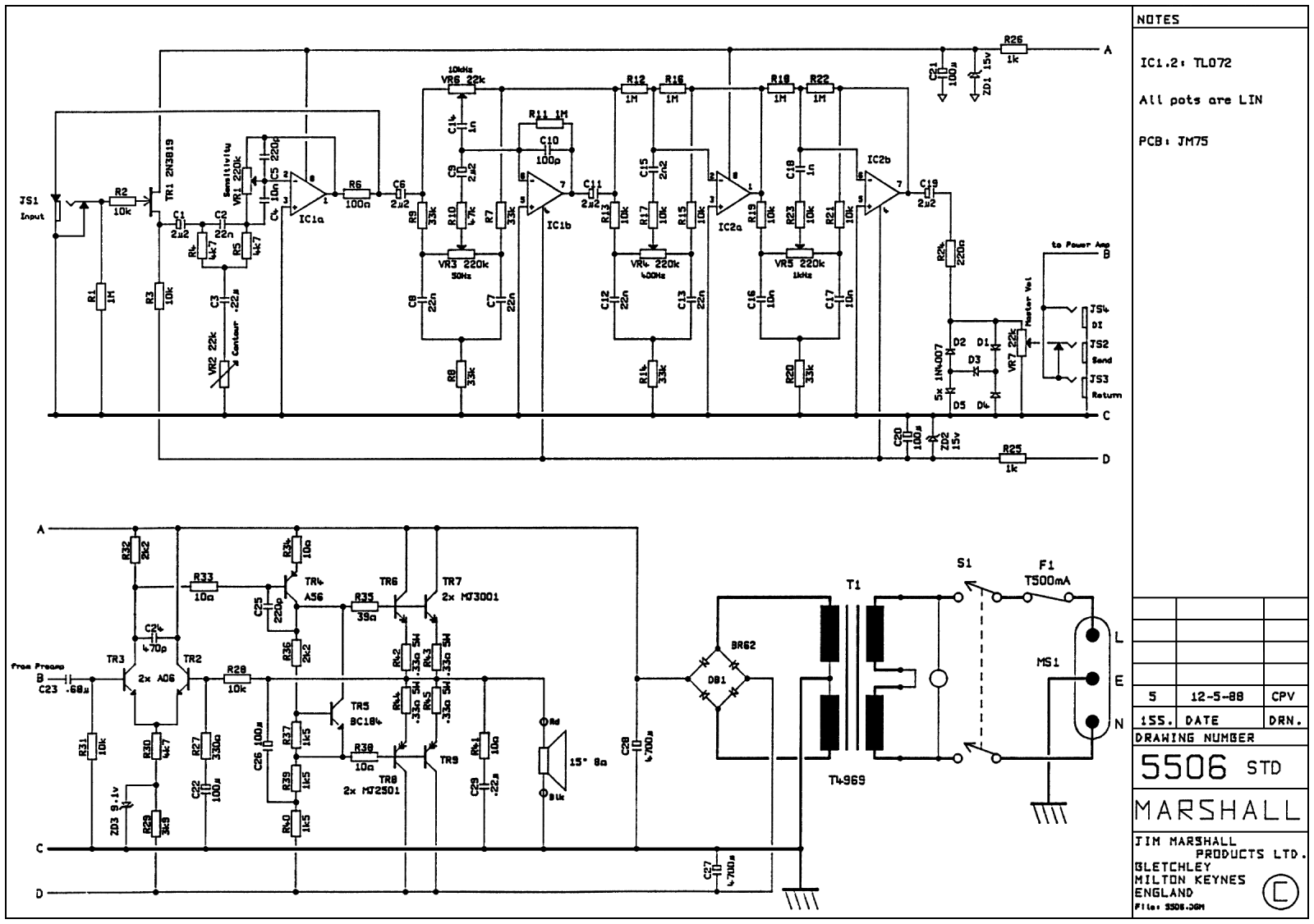 Marshall 5506-JCM800-Bass-30W Schematic