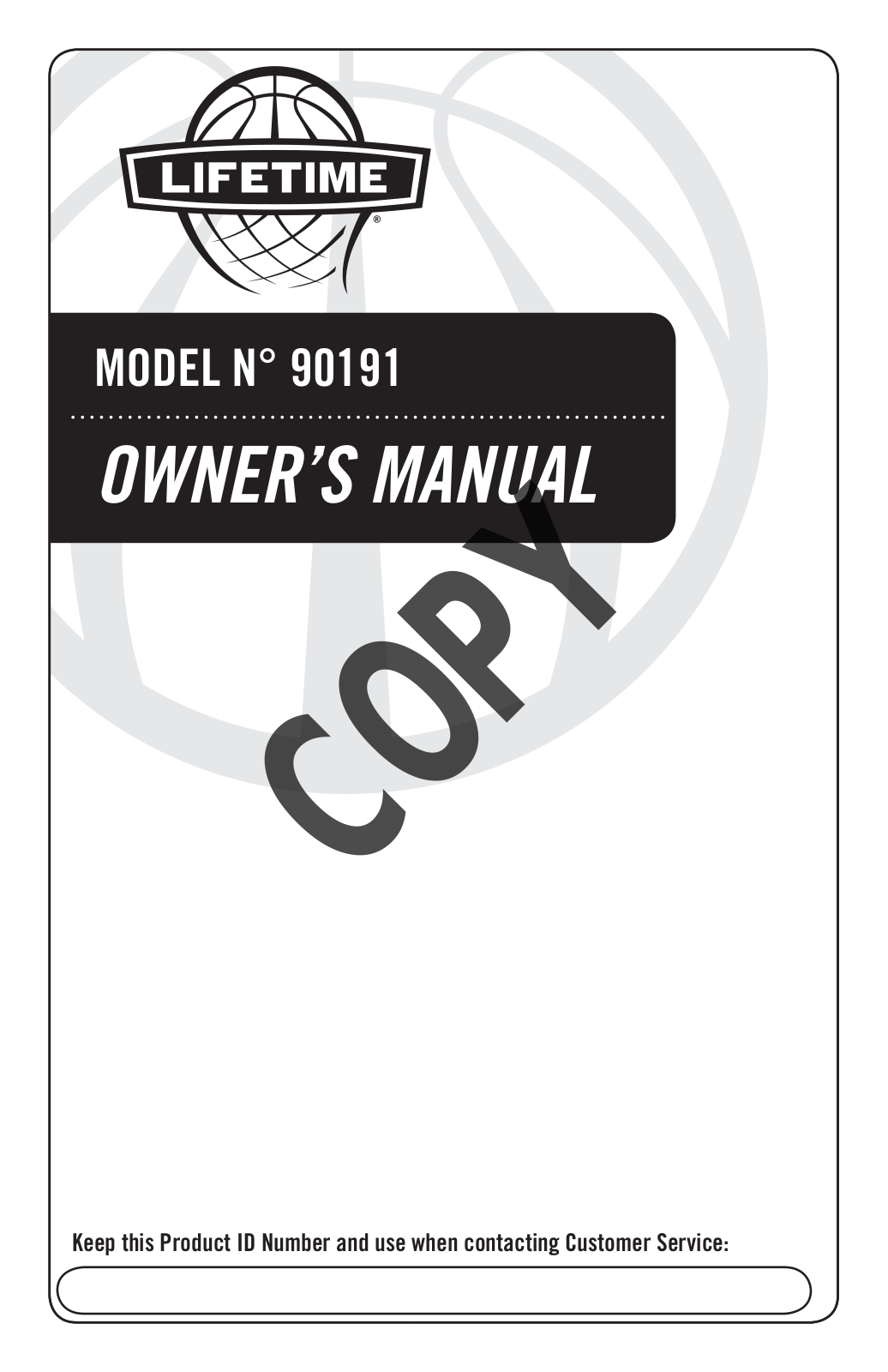 Lifetime 90191 Owner's Manual