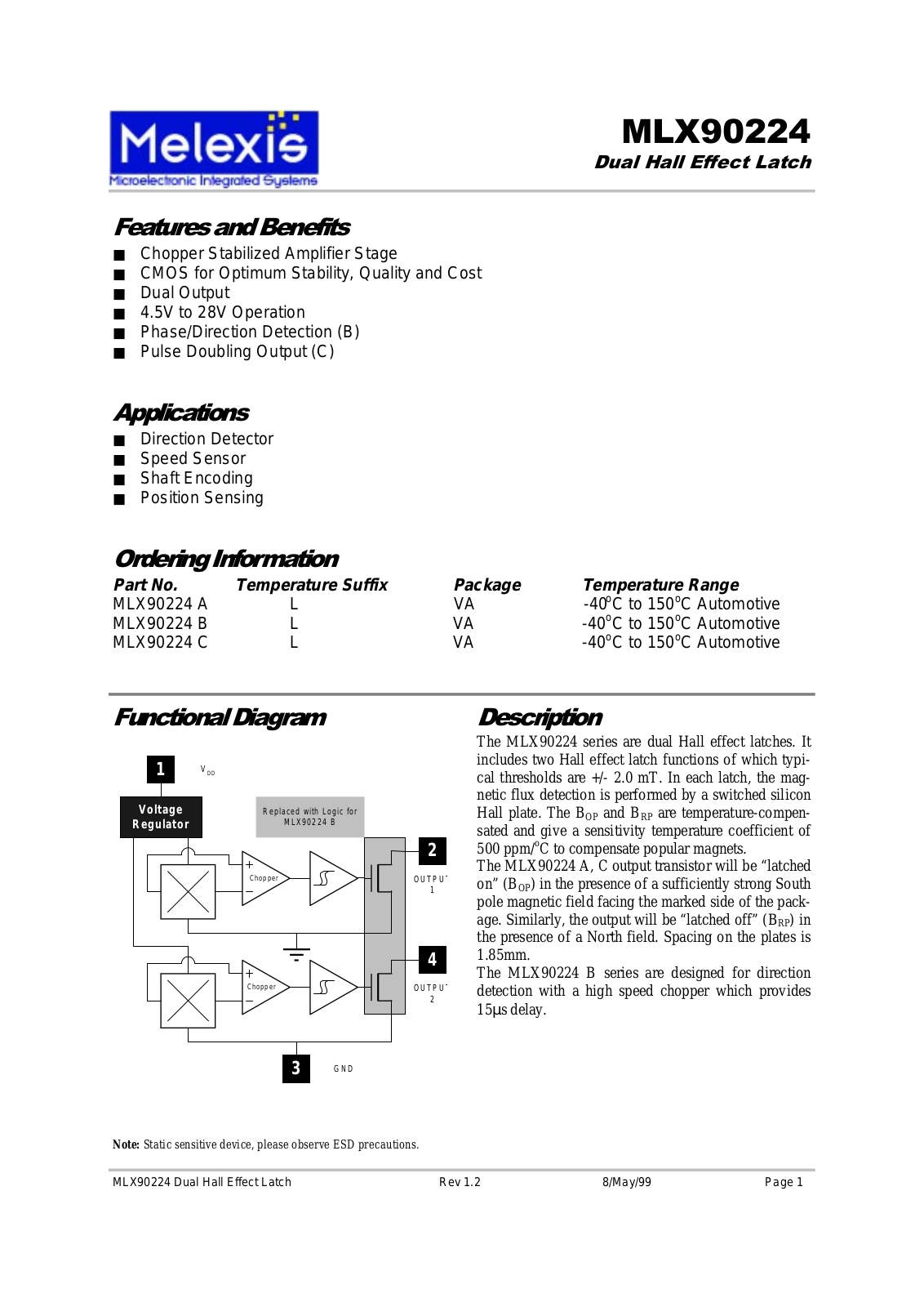 MELEXIS MLX90224AL, MLX90224CL, MLX90224BL Datasheet