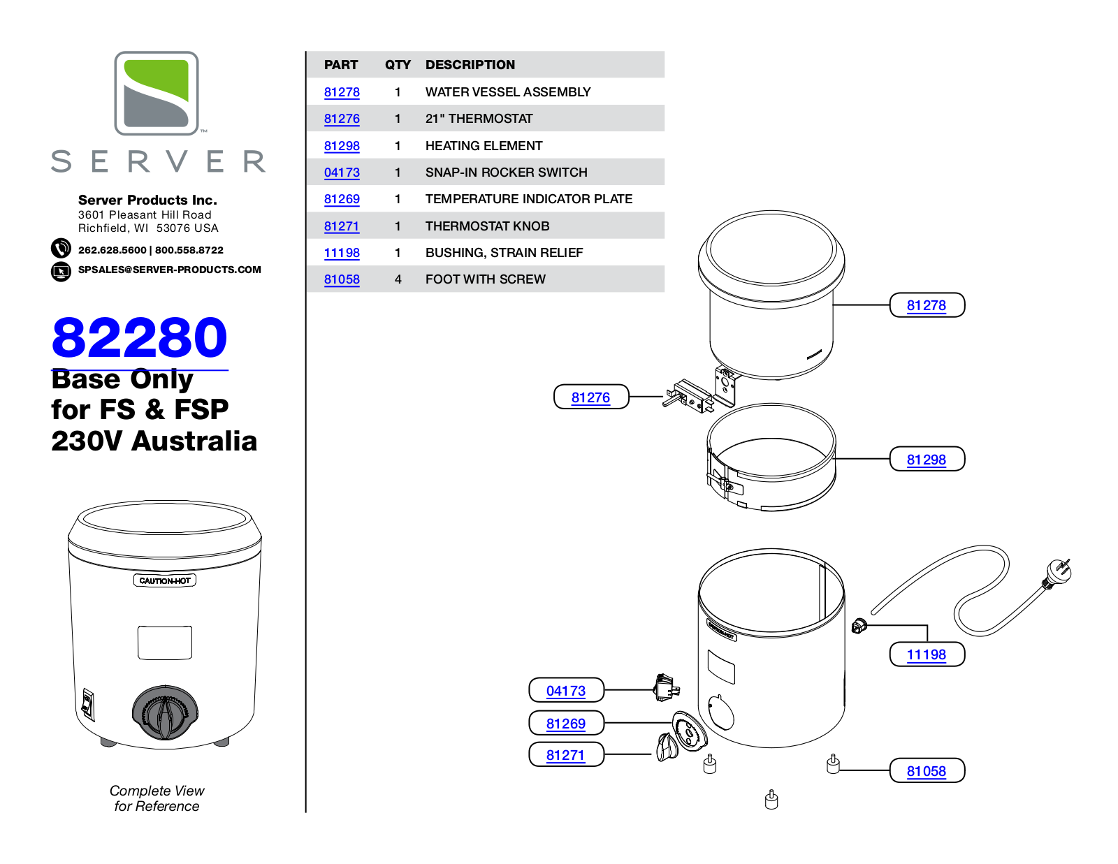 Server 82280 Parts Manual