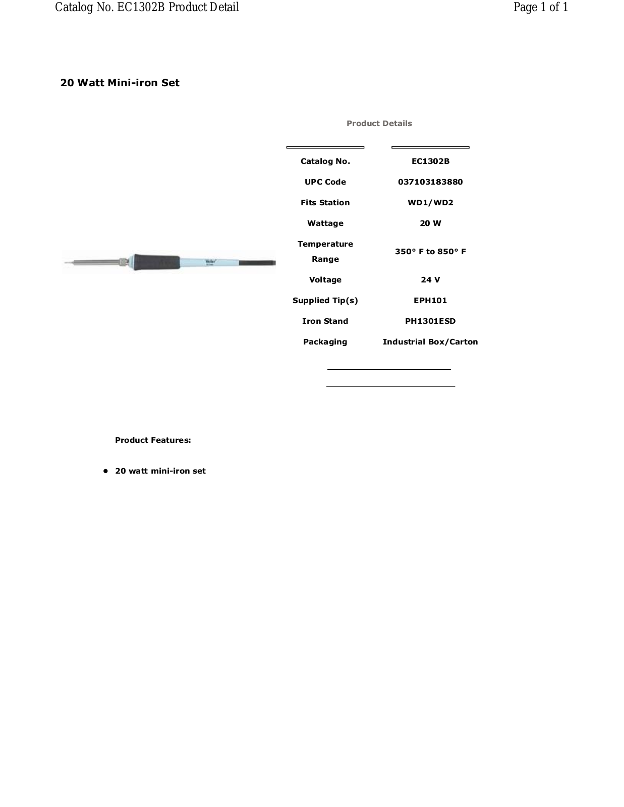 Weller - Apex Tool Group EC1302B Data Sheet