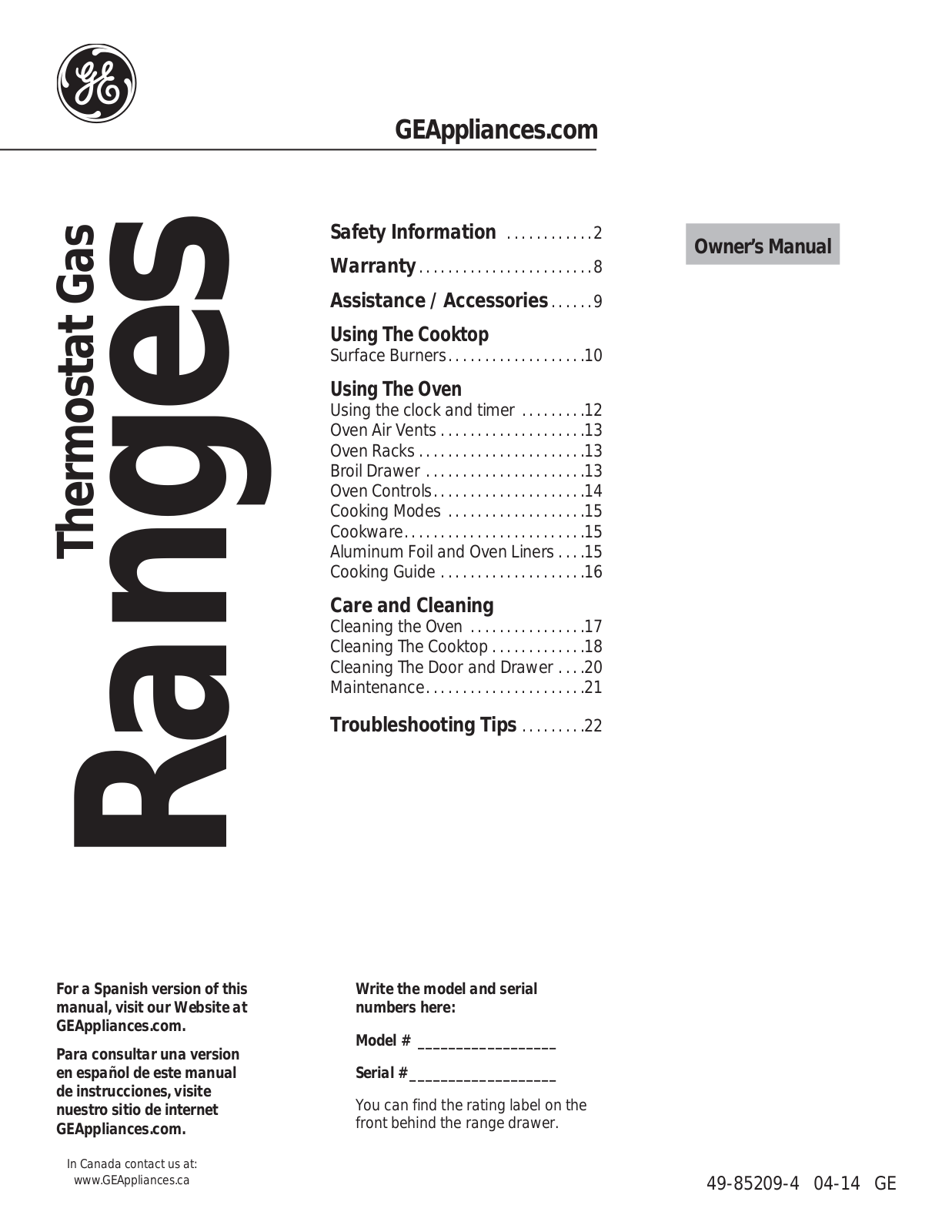 Hotpoint RGB526DEHWW, RGB525DEHBB User Manual