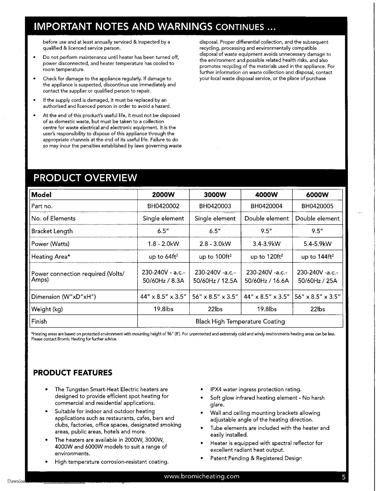 Bromic BROI1010 Specifications - ManualMachine.com