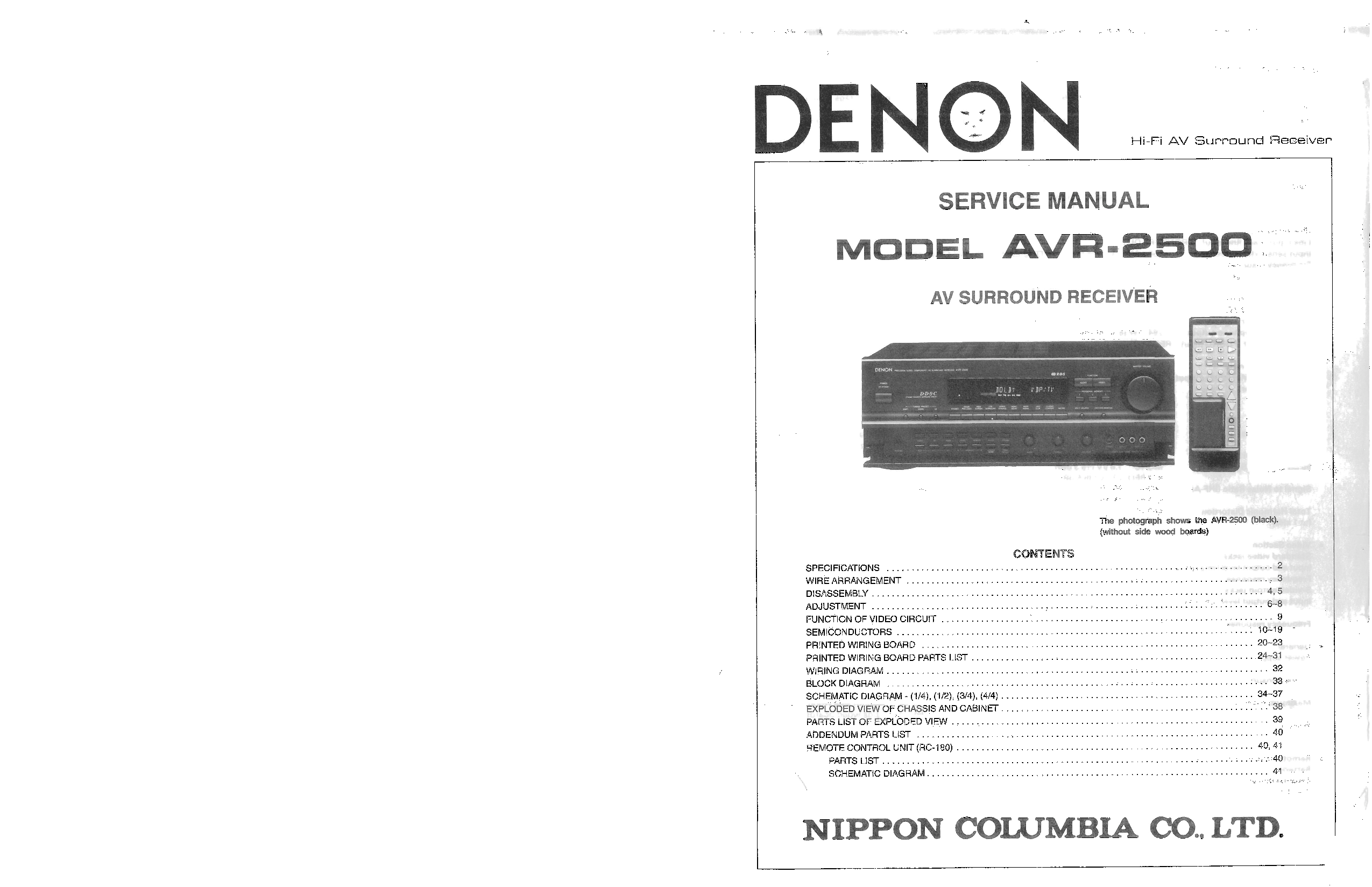 Denon AVR-2500 Service Manual