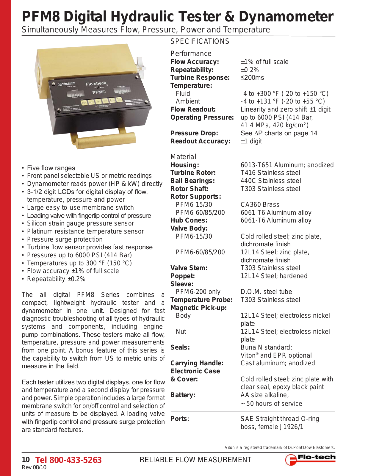 Flo-tech PFM8 Specifications