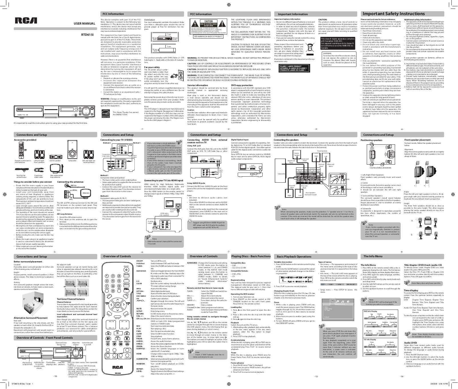 RCA STS8615i, RTD615i User Manual